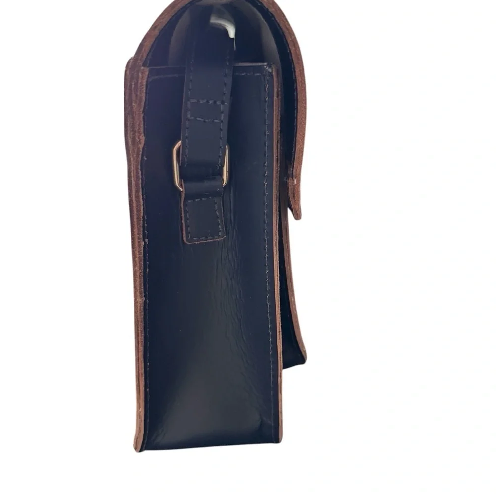 Mark and Graham Navy Leather Messenger Bag Work Travel Crossbody